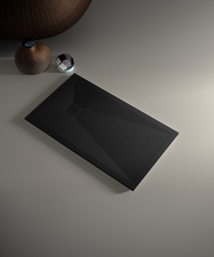 Piatto doccia nero effetto ardesia Stone Plus, griglia colorata