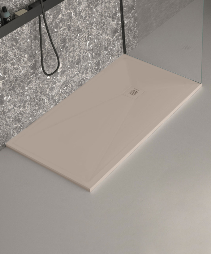 Receveur de douche Sable, finition Lisse Stone Plus, grille de couleur