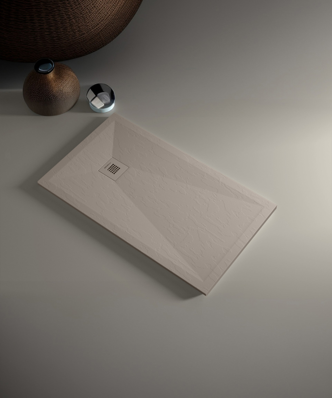 Piatto doccia Sabbia finitura Ardesia Stone Plus, griglia colorata