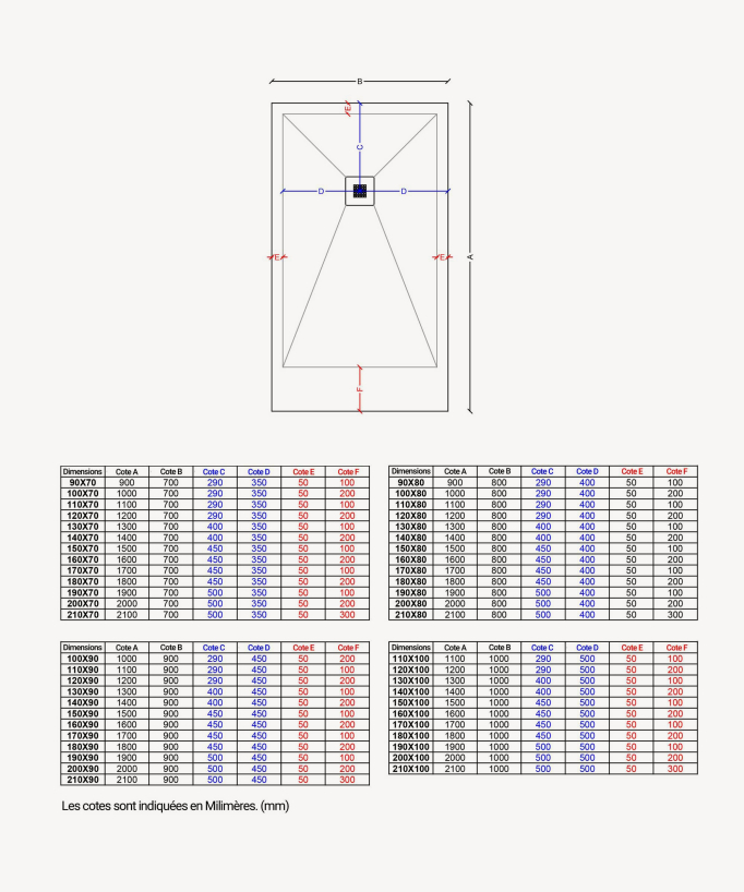 Piatto doccia Cemento 01, finitura Liscia Stone 3D, griglia colorata