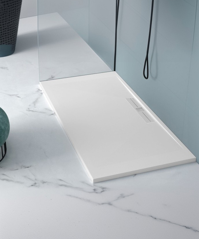 Piatto doccia Bianco, Lisse Stone SIDE, griglia colorata