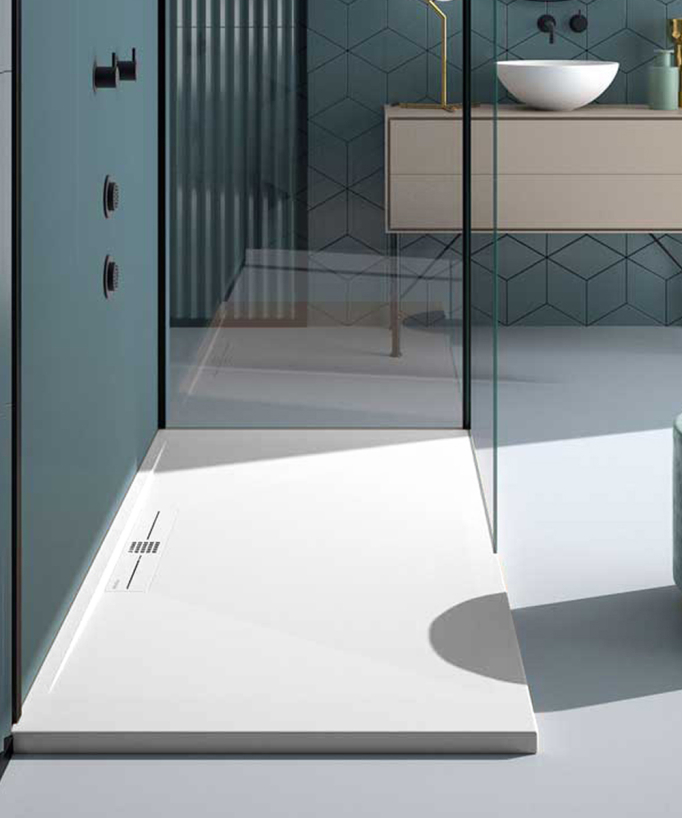 Piatto doccia Bianco, Lisse Stone SIDE, griglia colorata