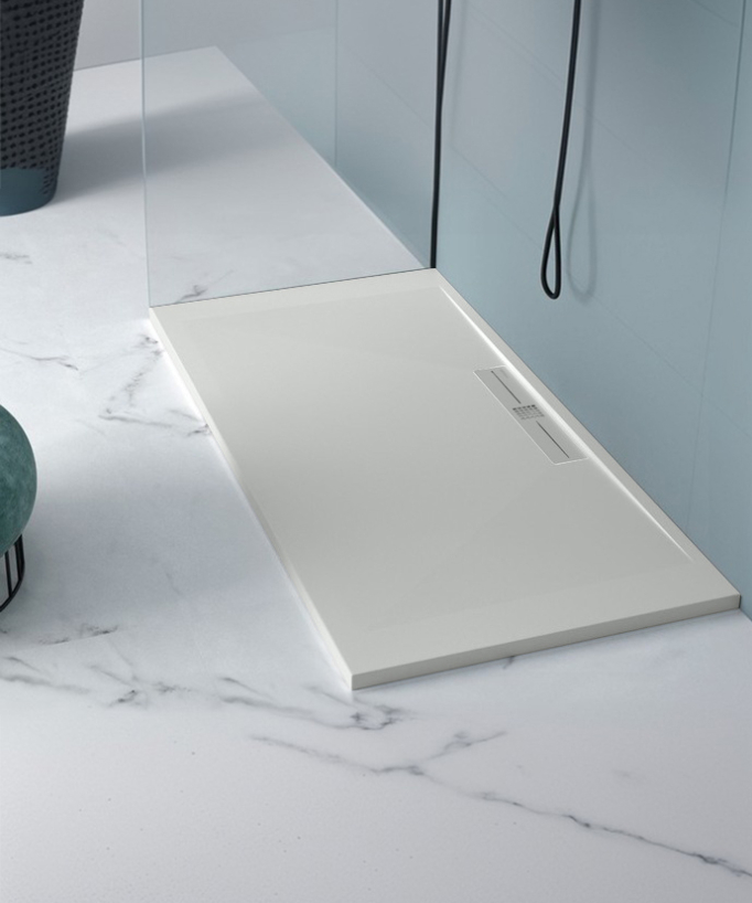 Piatto doccia Grigio 7035, Lisse Stone SIDE, griglia colorata