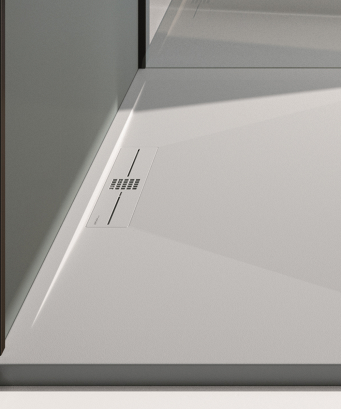 Piatto doccia Grigio 7035, Lisse Stone SIDE, griglia colorata