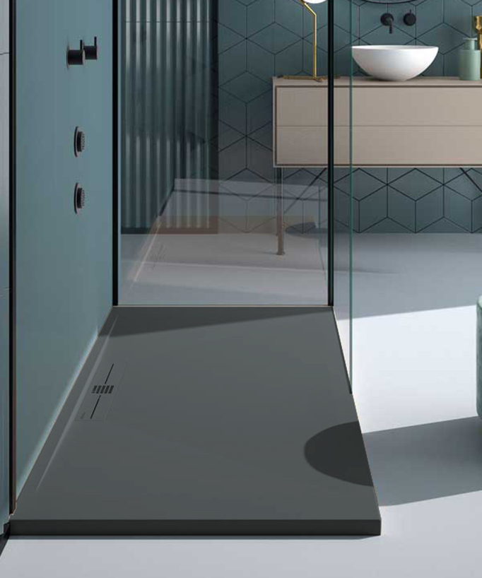 Piatto doccia Antracite, Lisse Stone SIDE, griglia colorata