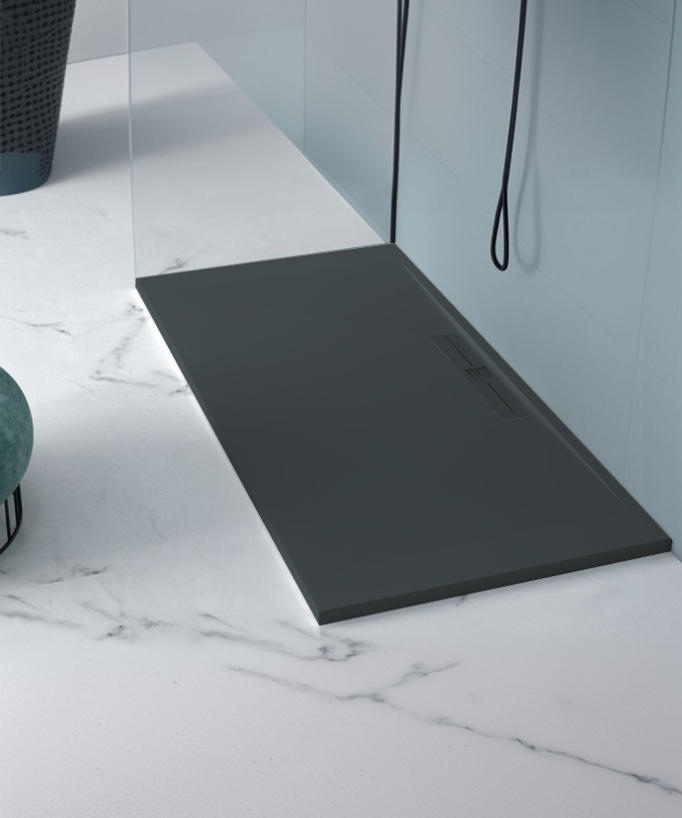 Piatto doccia Antracite, Lisse Stone SIDE, griglia colorata