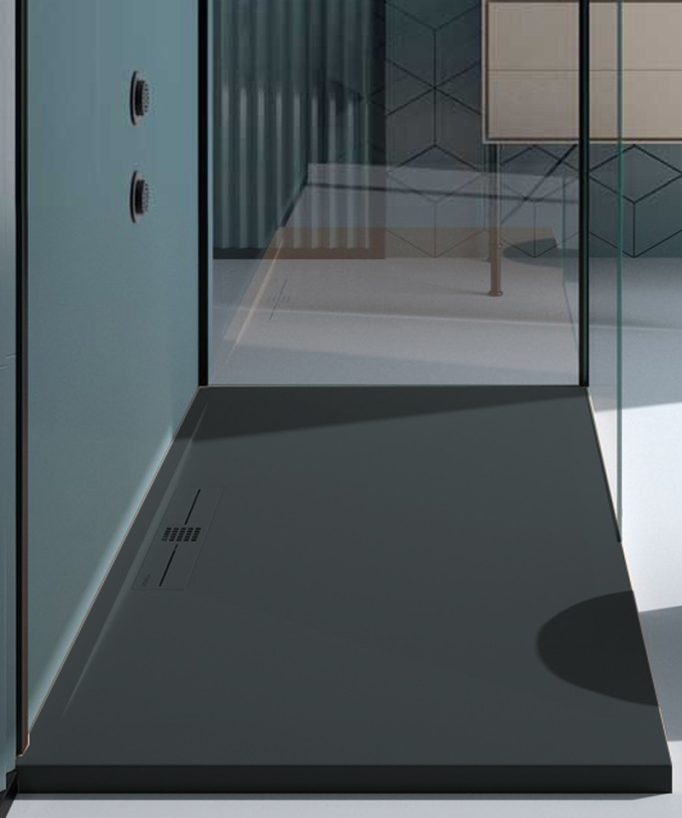 Piatto doccia Antracite, Lisse Stone SIDE, griglia colorata