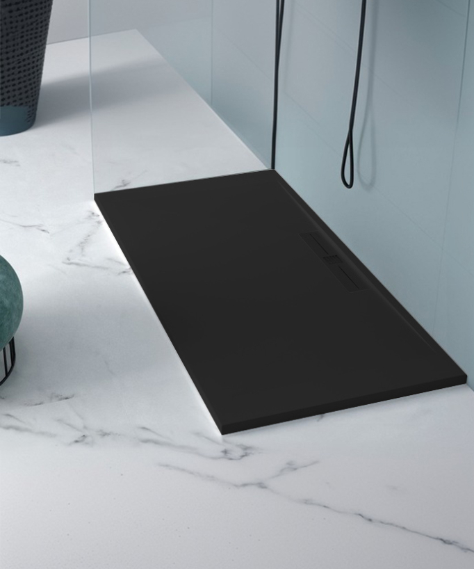 Piatto doccia Nero, Lisse Stone SIDE, griglia colorata