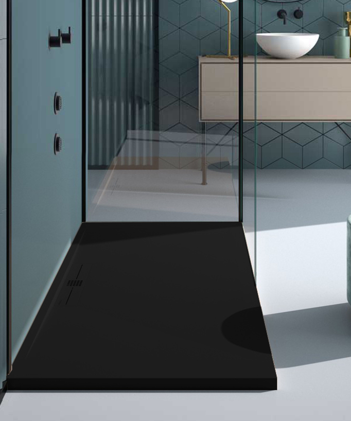 Piatto doccia Nero, Lisse Stone SIDE, griglia colorata