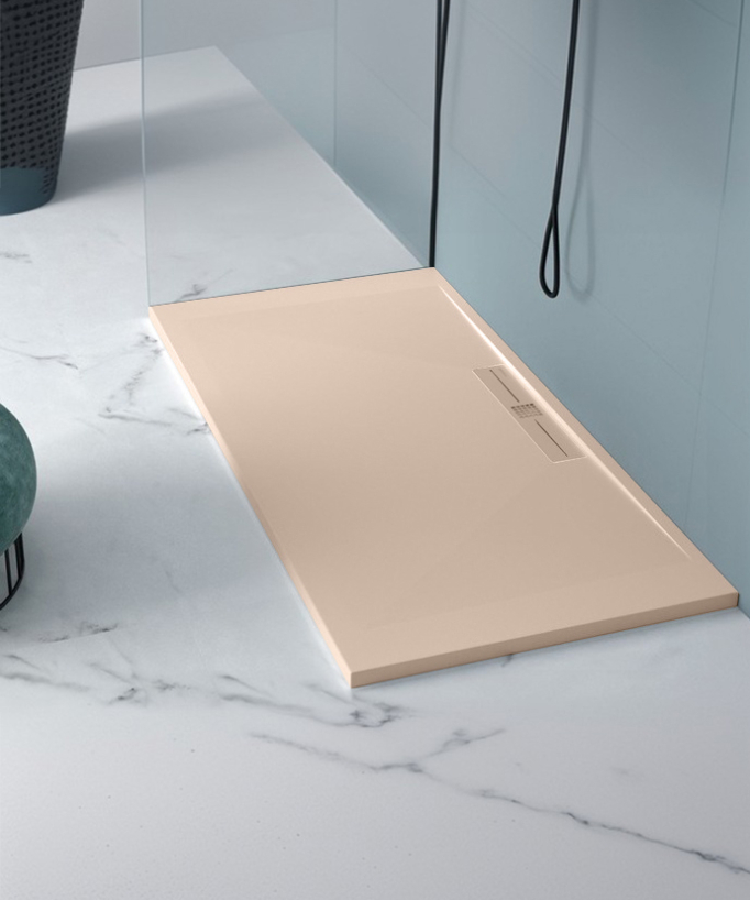 Piatto doccia Crème, Lisse Stone SIDE, griglia colorata
