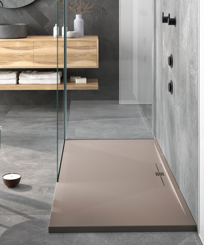 Piatto doccia Sable, finitura Liscia Stone SIDE, griglia colorata