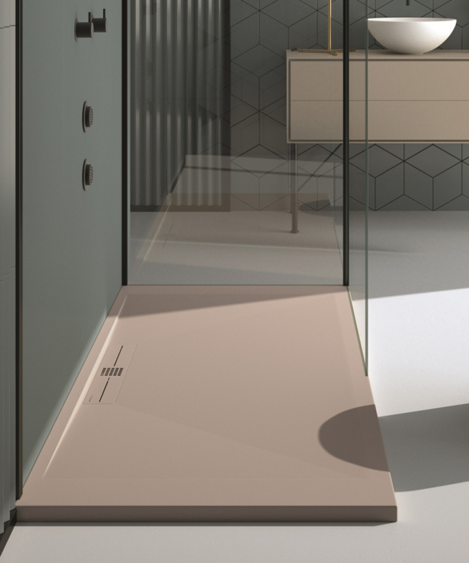 Piatto doccia Sable, finitura Liscia Stone SIDE, griglia colorata