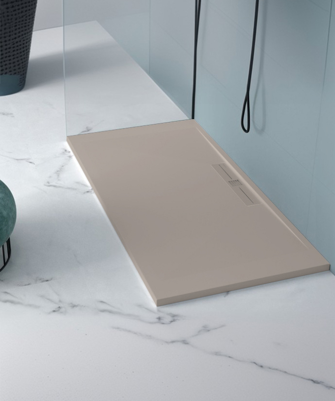 Piatto doccia Sable, finitura Liscia Stone SIDE, griglia colorata