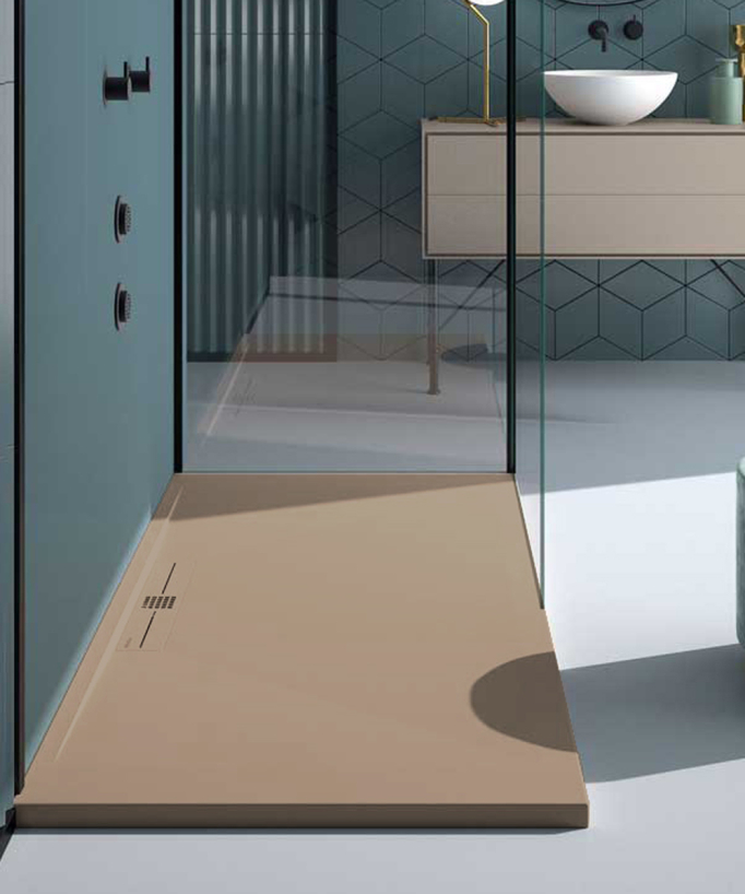 Piatto doccia Moka, Lisse Stone SIDE, griglia colorata