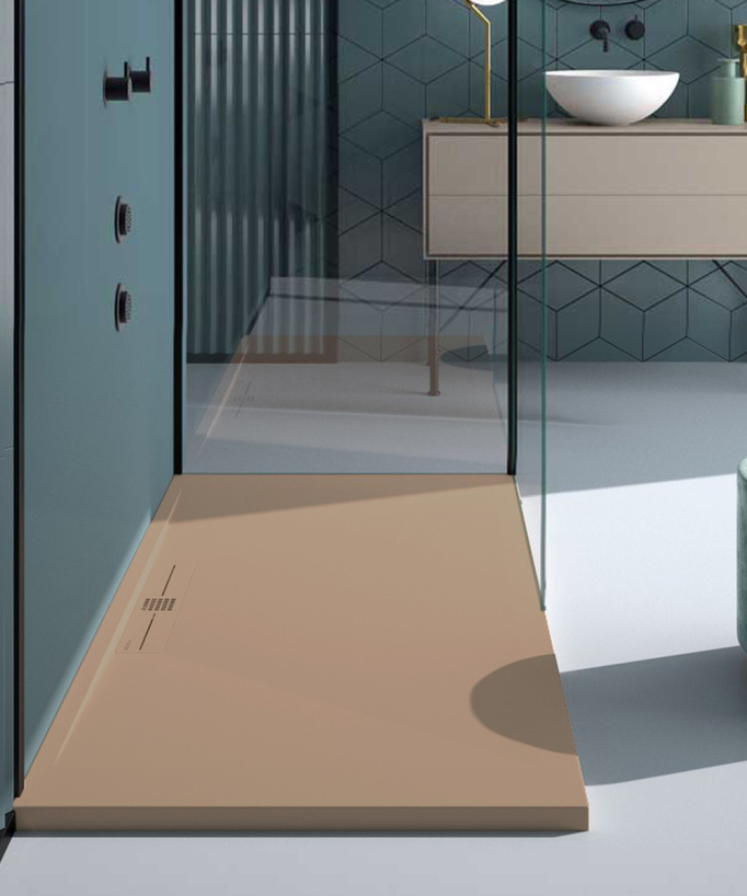 Piatto doccia Moka, Lisse Stone SIDE, griglia colorata