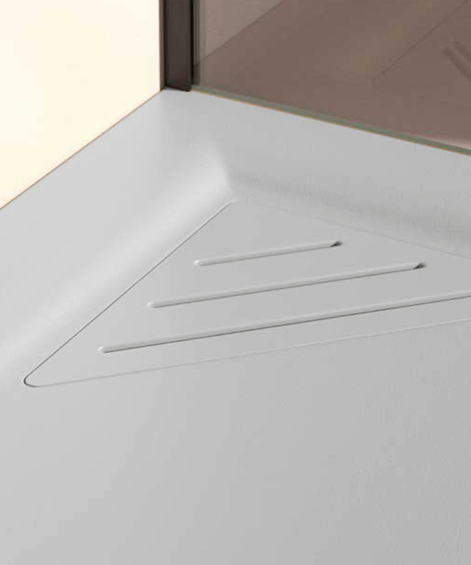 Piatto doccia Grigio 7035, finitura Liscia Stone MIO, griglia colorata