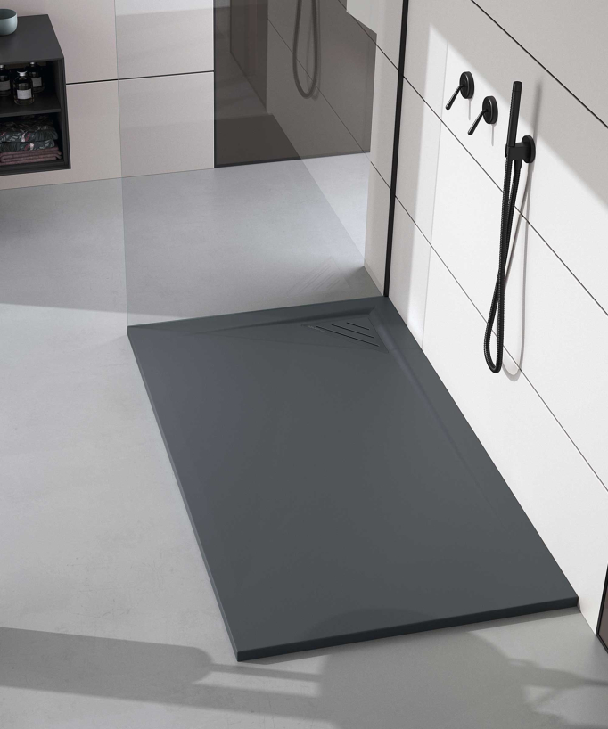 Piatto doccia Anthracite, finitura Liscia Stone MIO, griglia colorata