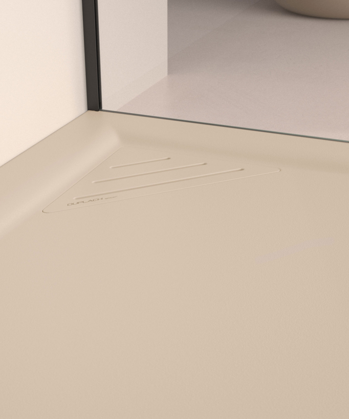 Piatto doccia Crème, finitura Liscia Stone MIO, griglia colorata