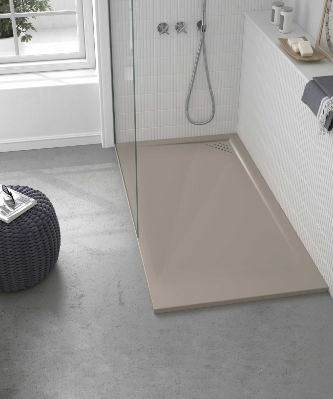 Piatto doccia Sable, finitura Liscia Stone MIO, griglia colorata