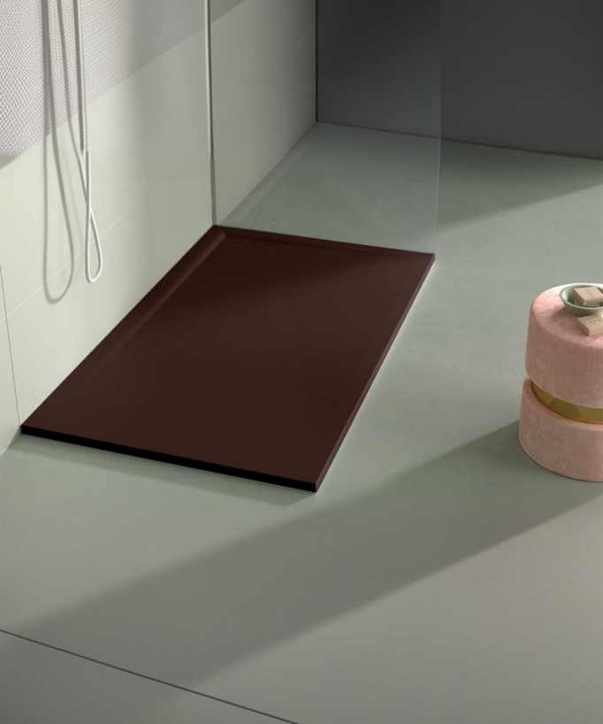 Piatto doccia Cioccolato, finitura Liscia Stone MIO, griglia colorata