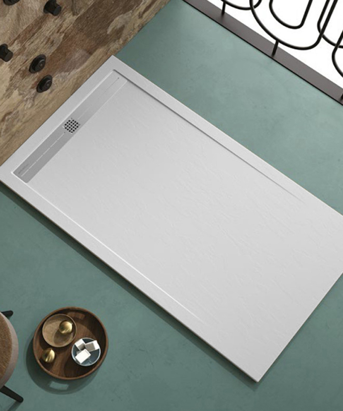 Piatto doccia Bianco, finitura Ardesia Stone CACH, griglia colorata