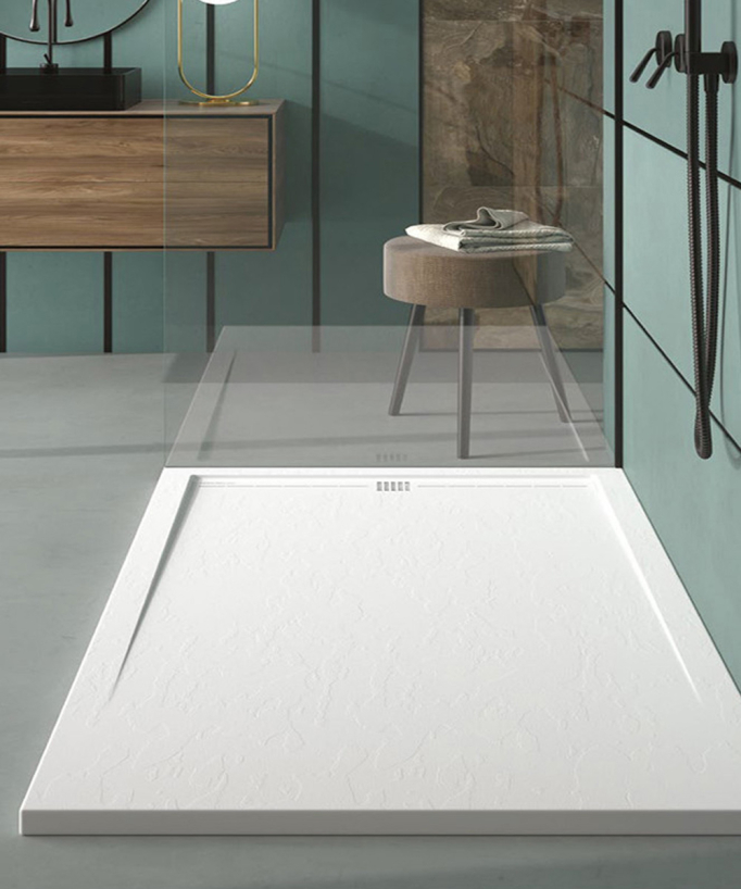 Piatto doccia Bianco, finitura Ardesia Stone CACH, griglia colorata