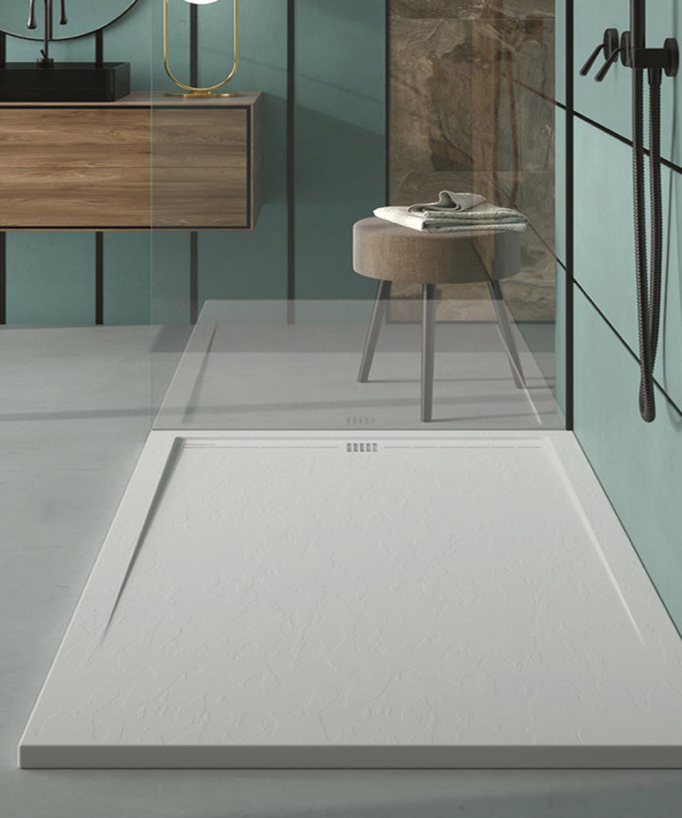 Piatto doccia Grigio 7035, finitura Ardesia Stone CACH, griglia colorata