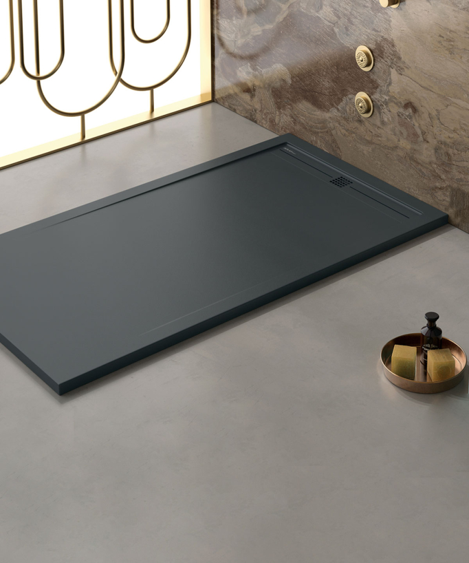 Piatto doccia Noir, finitura Liscia Stone CACH, griglia colorata