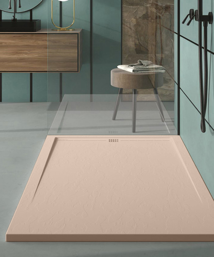 Piatto doccia Crema, finitura Ardesia Stone CACH, griglia colorata