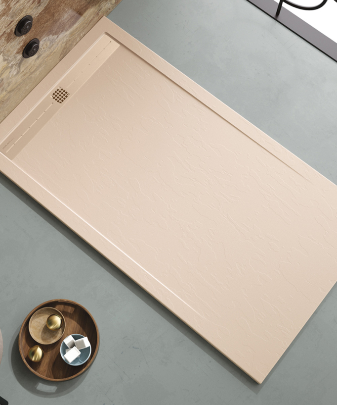 Piatto doccia Crema, finitura Ardesia Stone CACH, griglia colorata