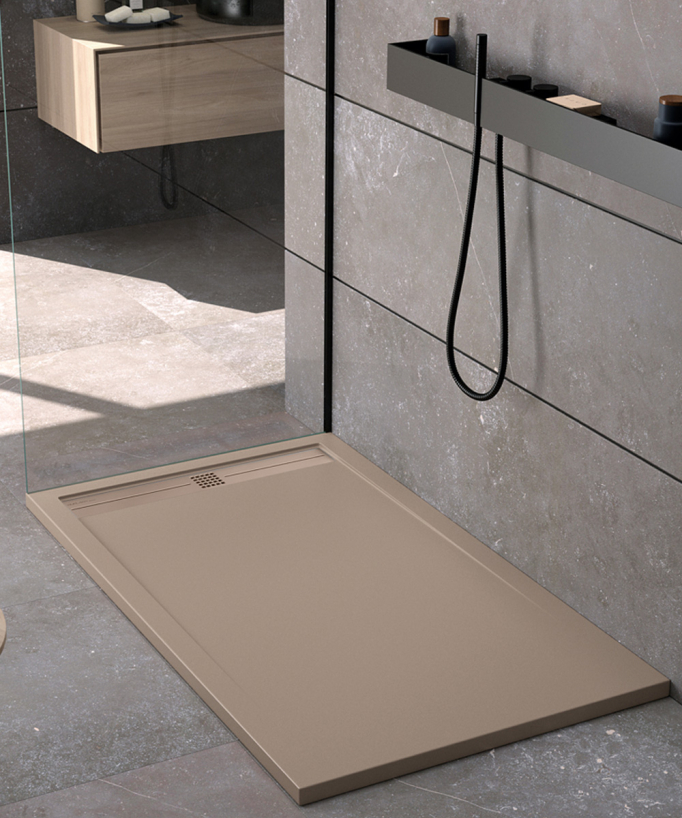 Piatto doccia Moka, finitura Liscia Stone CACH, griglia colorata