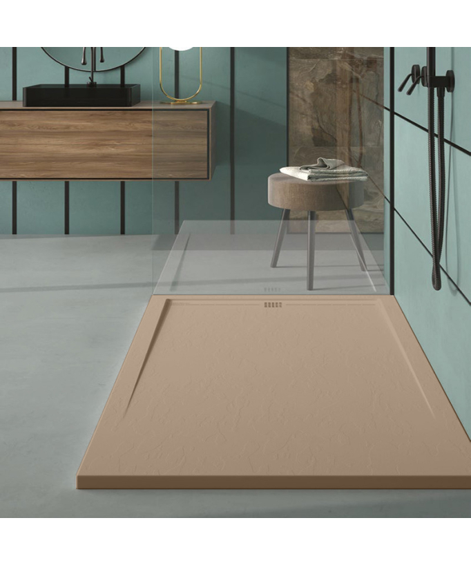 Piatto doccia Moka, finitura Ardesia Stone CACH, griglia colorata