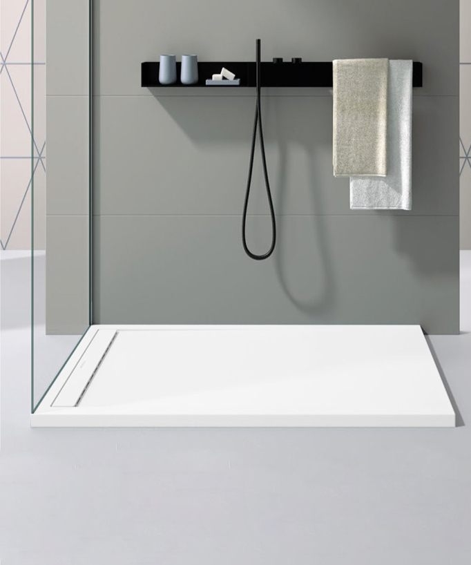 Receveur de douche Blanc, finition Lisse Stone SMART, grille de couleur