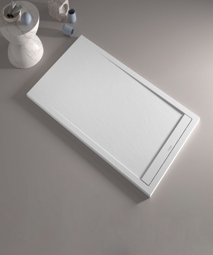 Piatto doccia Bianco, finitura Ardesia Stone SMART, griglia colorata