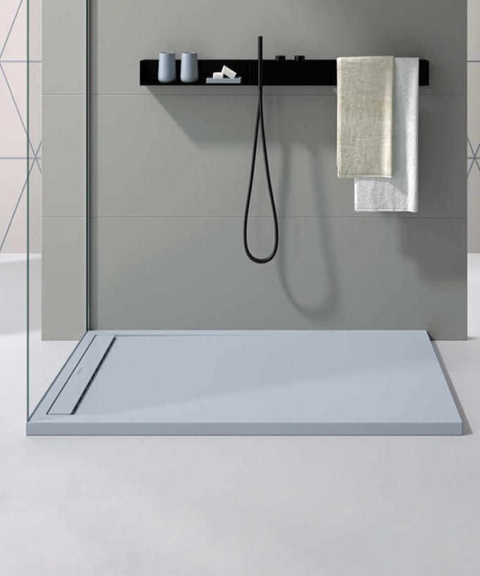 Piatto doccia Grigio, finitura Liscia Stone SMART, griglia colorata