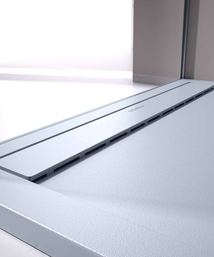Piatto doccia Grigio, finitura Liscia Stone SMART, griglia colorata