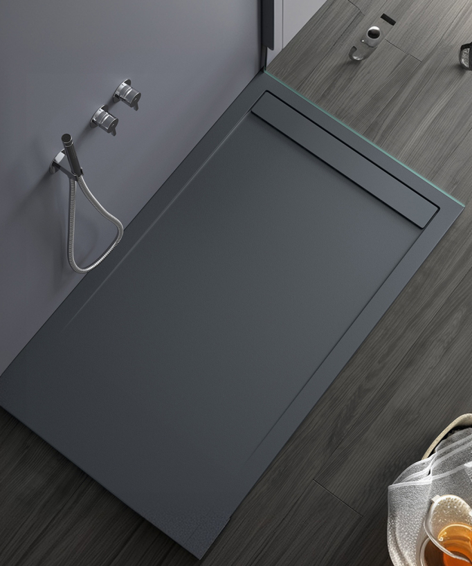 Piatto doccia Antracite, finitura Liscia Stone SMART, griglia colorata