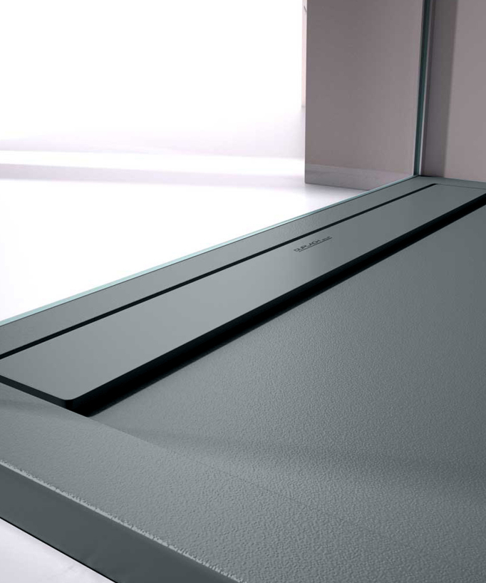 Piatto doccia Antracite, finitura Liscia Stone SMART, griglia colorata