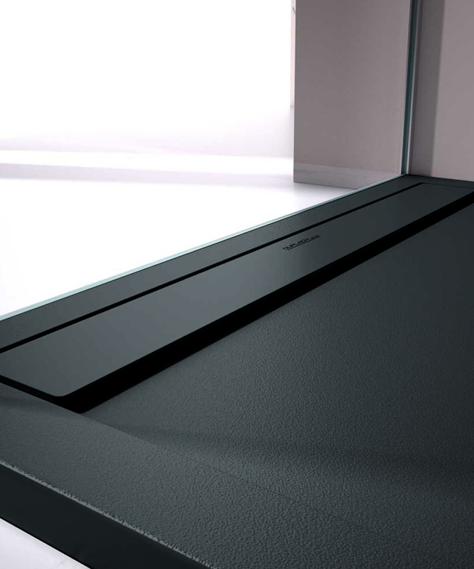 Piatto doccia Nero, finitura Liscia Stone SMART, griglia colorata