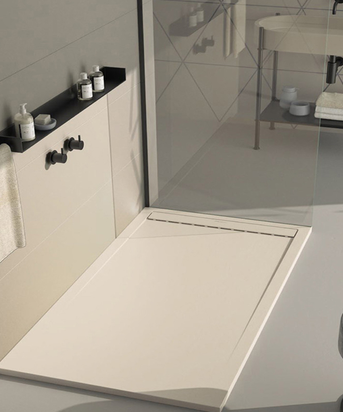 Piatto doccia Crema, finitura Liscia Stone SMART, griglia colorata
