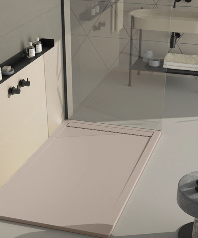 Piatto doccia Sable, finitura Liscia Stone SMART, griglia colorata