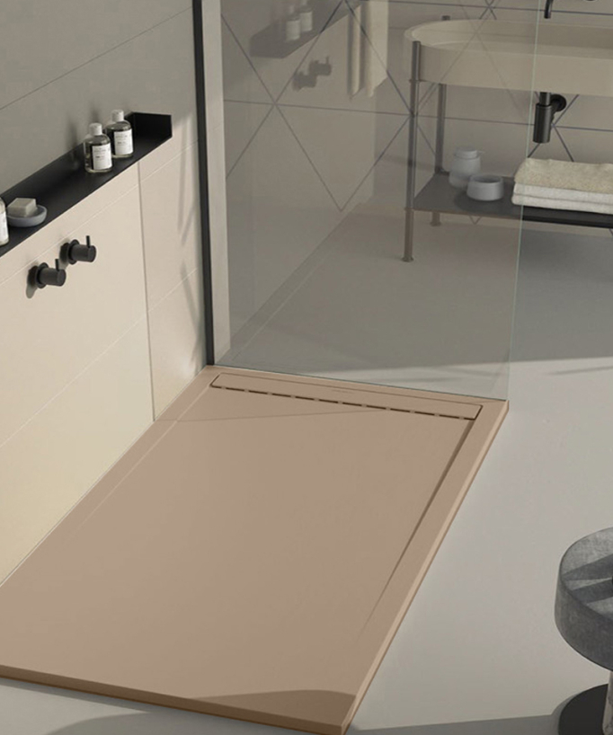 Piatto doccia Moka, finitura Liscia Stone SMART, griglia colorata