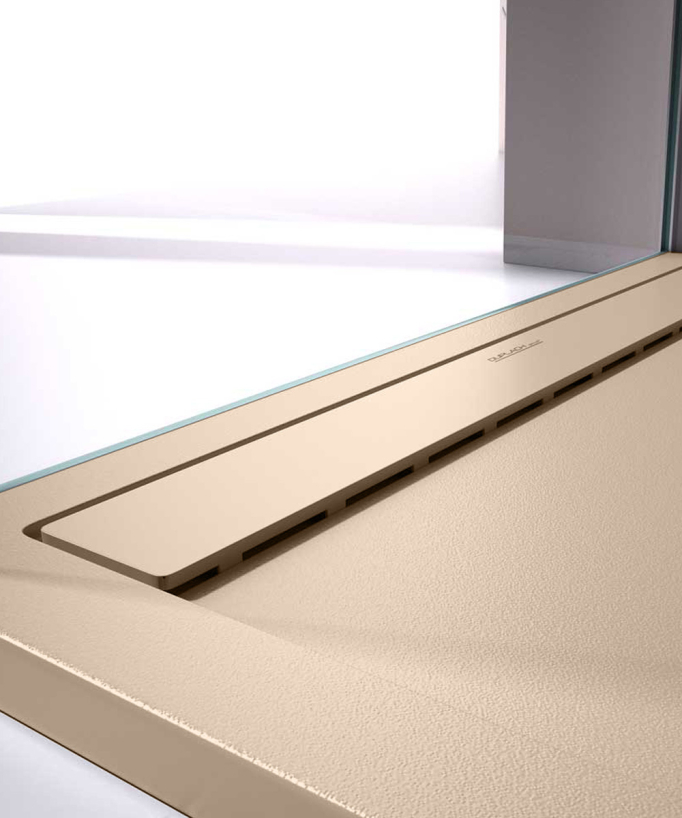 Piatto doccia Moka, finitura Liscia Stone SMART, griglia colorata