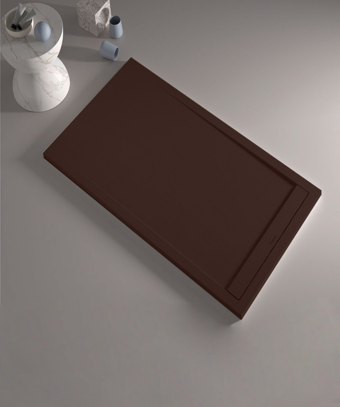Piatto doccia Chocolat, finitura Ardesia Stone SMART, griglia colorata