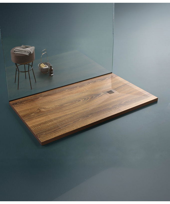 Piatto doccia Noyer, finitura Liscia Stone 3D, griglia colorata