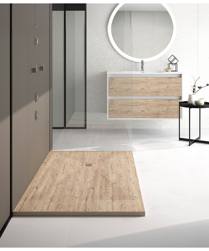 Piatto doccia Nature, finitura Liscia Stone 3D, griglia colorata