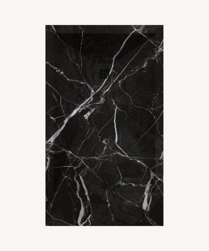 Piatto doccia Marbre Noir , finitura Liscia Stone 3D, griglia colorata - small