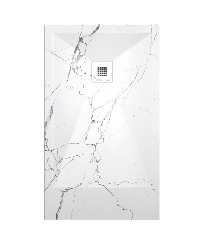 Piatto doccia Marbre Blanc , finitura Liscia Stone 3D, griglia colorata - small