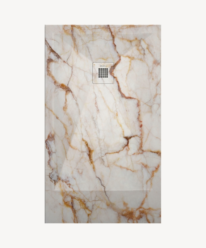 Piatto doccia Marbre creme, finitura Liscia Stone 3D, griglia colorata - small
