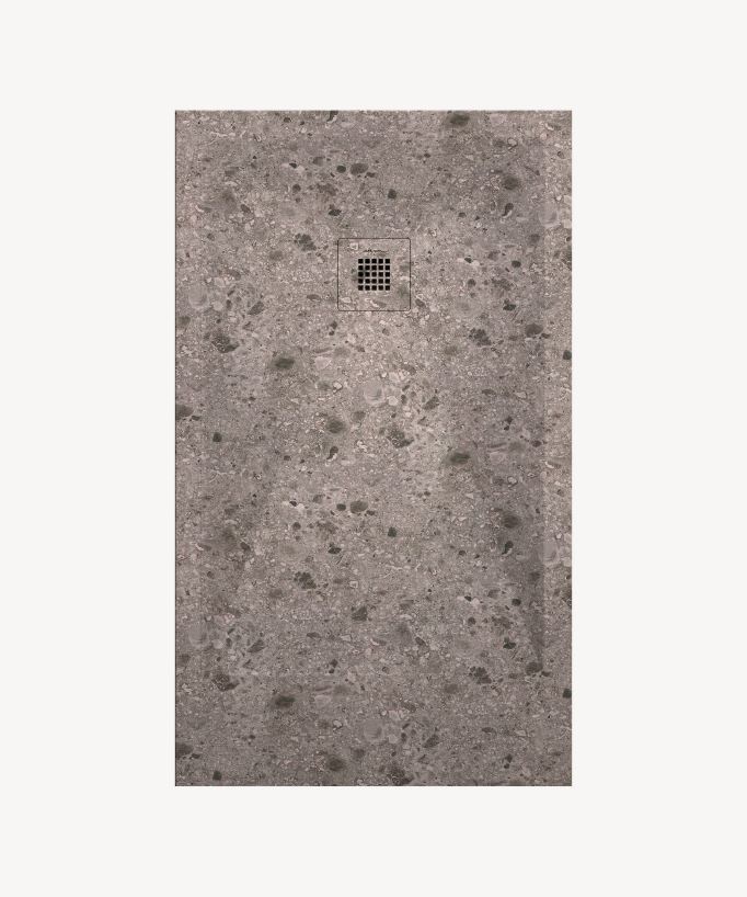 Piatto doccia Terrazzo Beige, finitura Liscia Stone 3D, griglia colorata - small